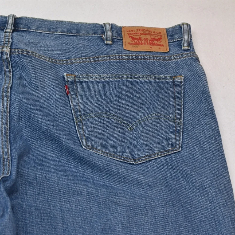 Levis 50x26 Light Stonewash Denim 560 Comfort Loose Tapered Mens Jeans